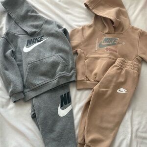 Nike Kids' Gray and Tan Sweatpants Set